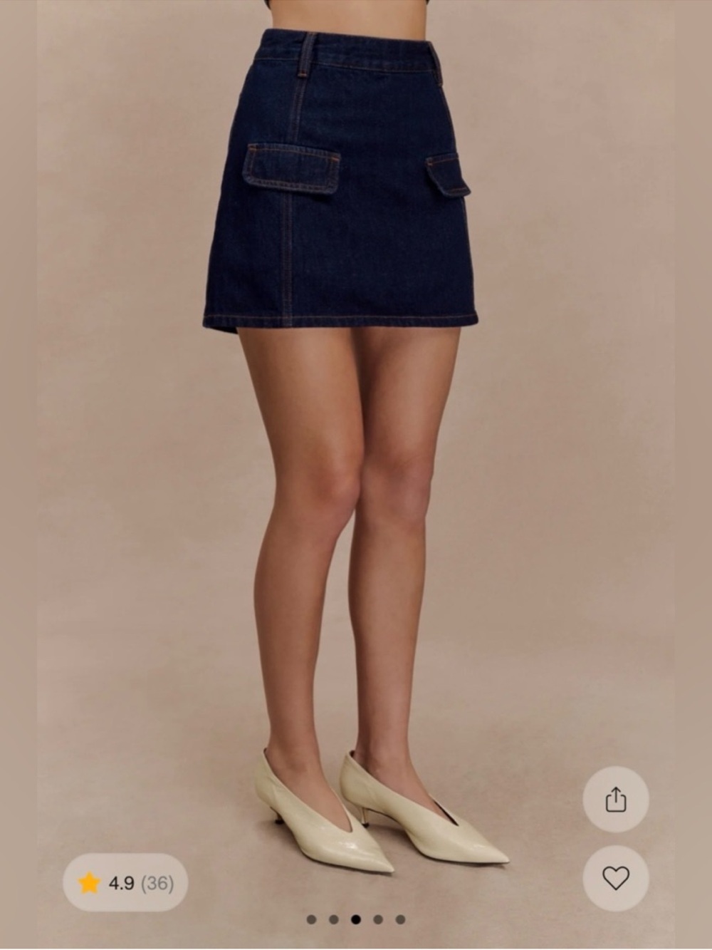 Meshki Dark Blue Denim Mini Skirt with Front Flap Pockets